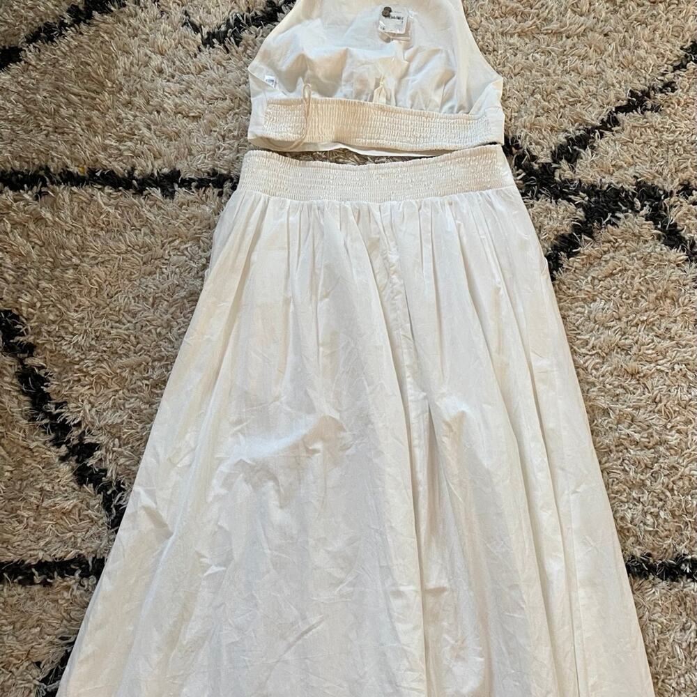 Free People Cream Halter Crop Top and Midi Skirt Set - Picture 4 of 5